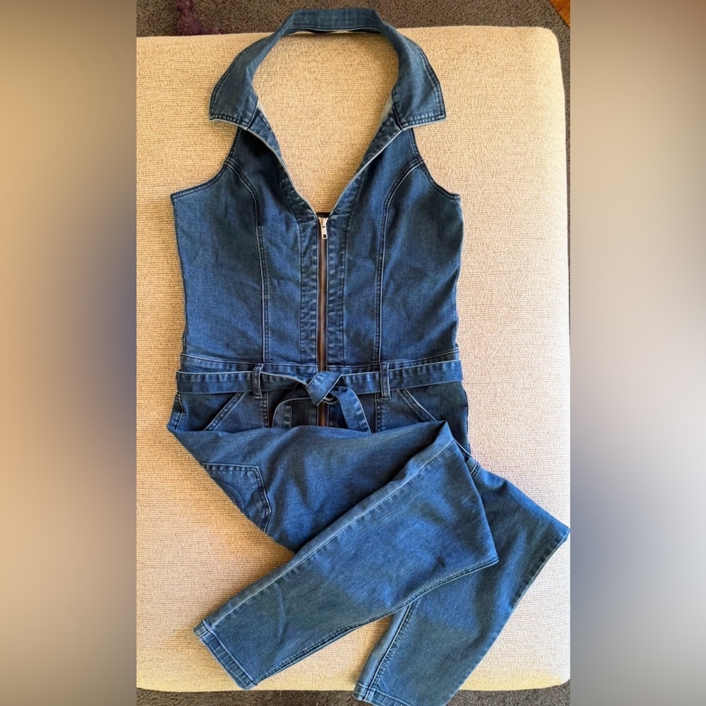 True Religion Blue Denim Overalls for Women